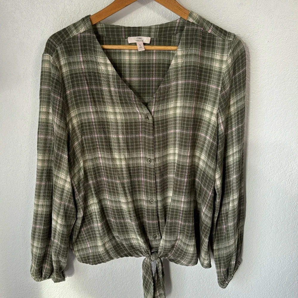 Como Vintage Green‎ Plaid Top